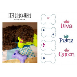 Stickserie ITH - Hundeknochen in 4 Größen und mit 7 Motiven plus Blanko